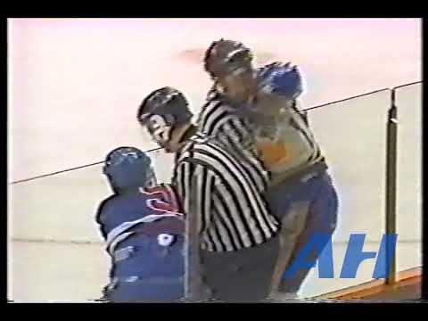 WHL Feb. 9, 1992 Louis Dumont,REG v Chad Michalchuk,SAS Regina Pats Saskatoon Blades