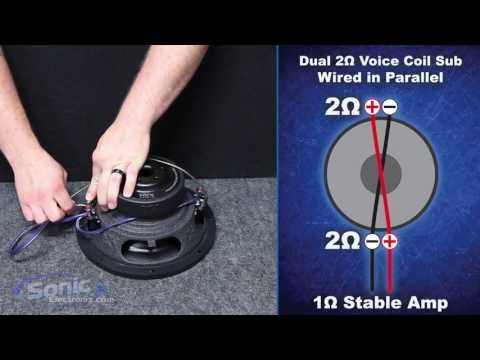 So verkabeln Sie einen Dual-2-Ohm-Subwoofer mit einer Endimpedanz von 1 Ohm | Parallelverdrahtung...