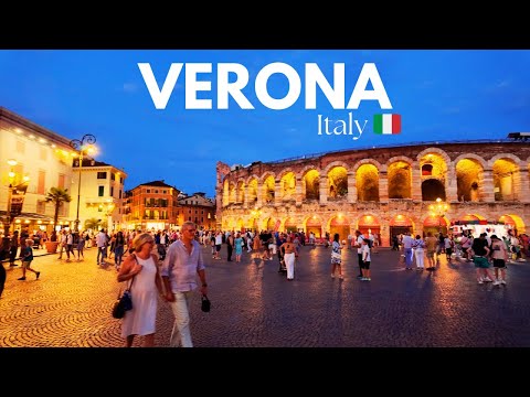 Walking Tour | Verona, Italy 🇮🇹 | Night Walk at the Gorgeous Home of Romeo & Juliet【4K】