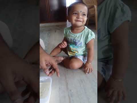 Reethu eating icecream for first time