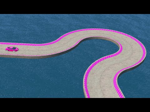 Impossible C Shape Bridge Crossing Cars Vs Deep Water - BeamNG.Drive