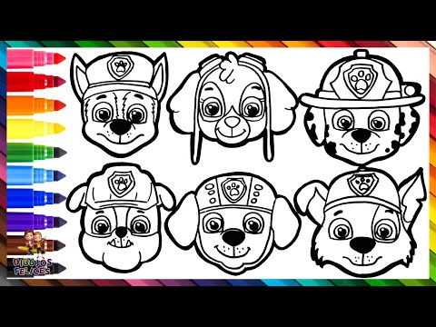 Dibuja y Colorea A Las Personajes de La Patrulla Canina 🐾🐶👮🎀🚒👷♻️🌊🌈 Dibujos Para Niños