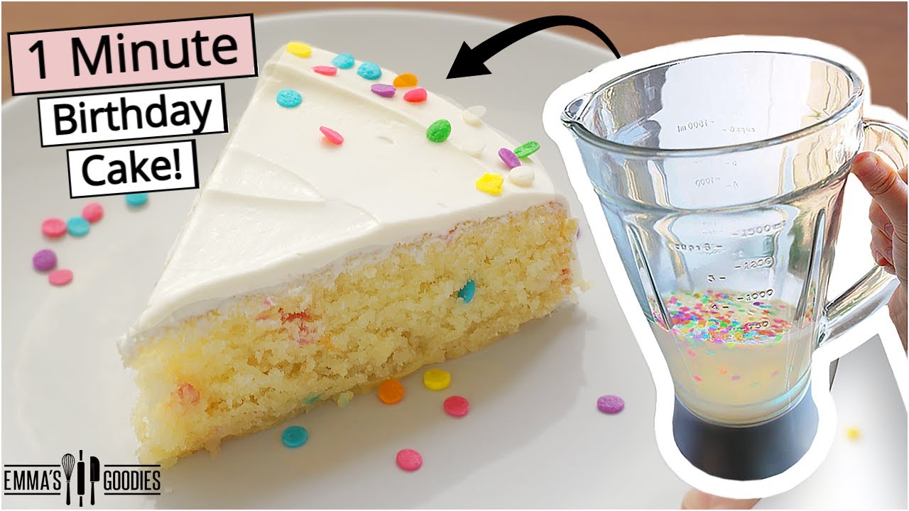 1 Minute Blender Cake! LAZY Birthday Cake!