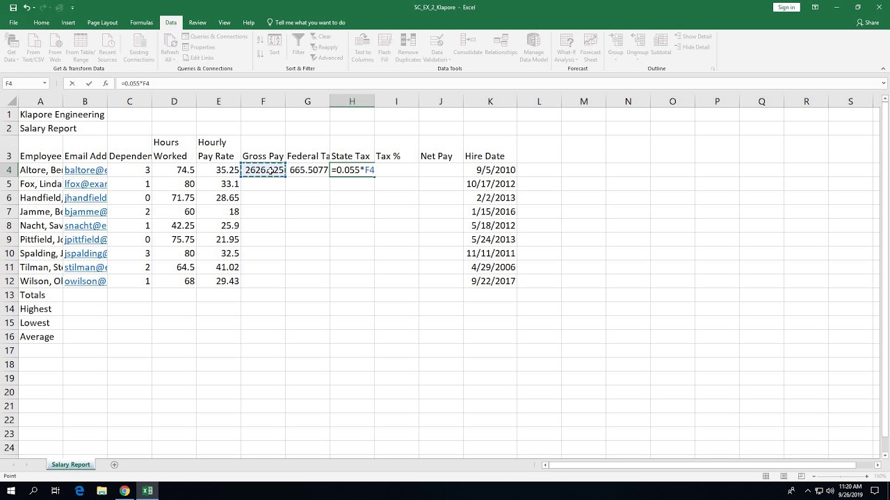 Excel Module 2 Demonstration Part 2