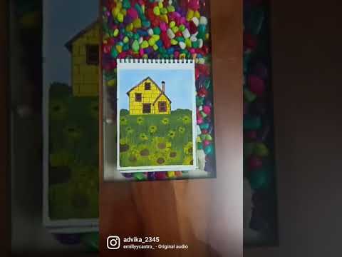 yellow house painting|acrylic|sunflower|Advika Mahapatro