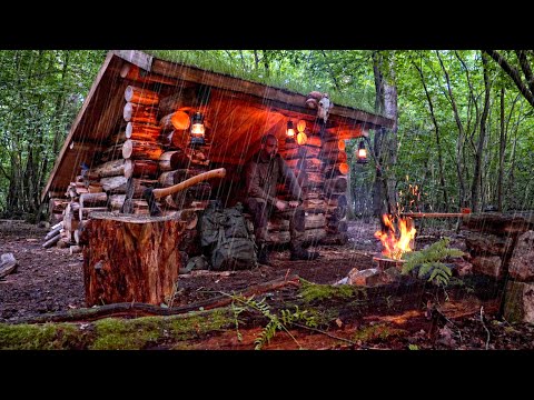 Solo Camping in a Thunderstorm - Woodland Shelter