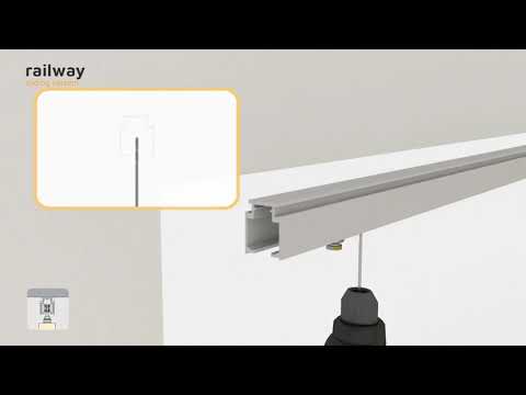 How to install the Railway system in sliding doors hanging from the ceiling