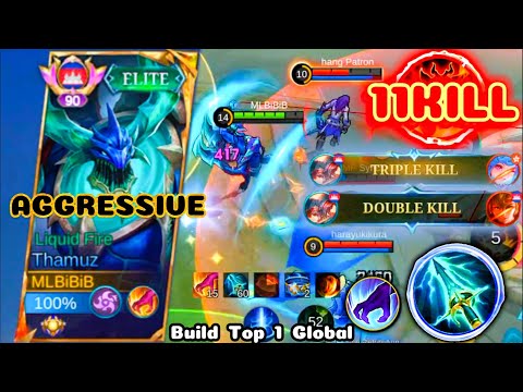 FIRST GAME IN LEGEND RANK AGGRESSIVE PLAY 11KILL ( THMAUZ JUNGLE ) BUILD TOP 1 GLOBAL THAMUZ - MLBB