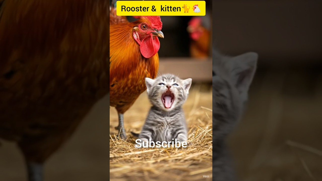 Sleeping Kitten vs Loud Rooster 😹🐔 | Rudest Wake-Up Ever #shorts #rooster #catshorts