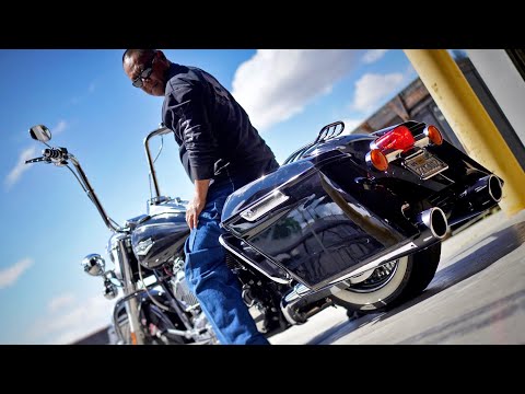 2014 Harley Roadking with Freedom Combat 4.5" Slip Ons " Chrome with Sculpted Black End-Tips