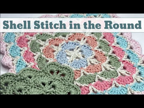 Shell Stitch in the Round | Infinity Shell Square Blanket | Easy Crochet 2 Row Repeat!