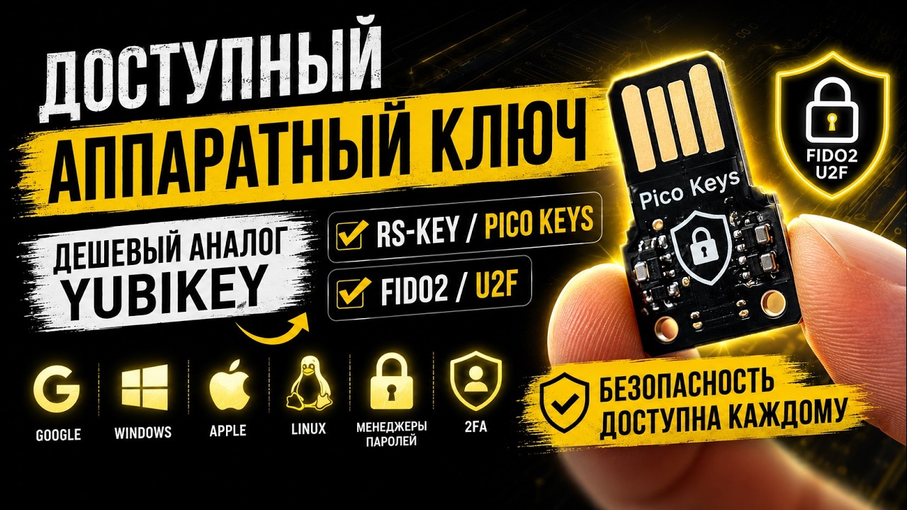 Доступный аппаратный ключ. Дешевый аналог Yubikey. RS-KEY / Pico Keys. FIDO2 / U2F