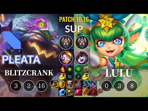 DRX Pleata Blitzcrank vs Lulu Sup - KR Patch 10.16