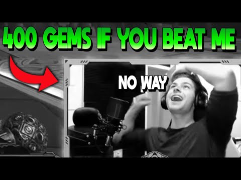 So I told my viewers they'd get 400 gems if they beat me...