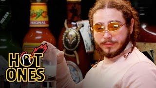 Post Malone Sauces on Everyone While Eating Spicy Wings | Hot Ones