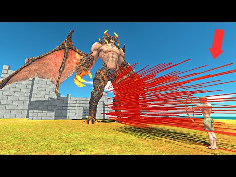 God Archer Pushes Giant Monsters Into the Dangerous Sea - Animal Revolt Battle Simulator