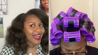 Magnetic Roller Set on natural hair  | Easter hairdo