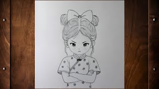 How to Draw an Angry Chibi Girl Step by Step | Easy Pencil Drawing Tutorial