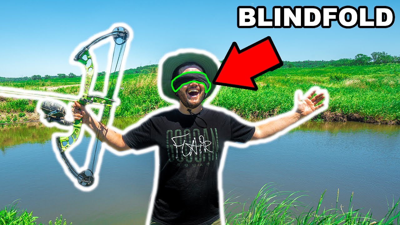 BOWFISHING Sewer Tunnel with a BLINDFOLD Challenge! (Impossible Shot)