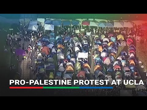AERIAL VIDEO: Pro-Palestinian protesters at UCLA after dispersal order given