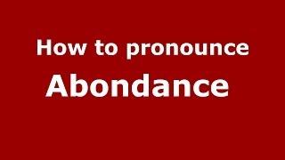 How to pronounce Abondance 