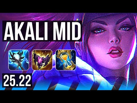 AKALI vs ZED (MID) | 6 solo kills, 500+ games, Dominating | KR Master | 25.22