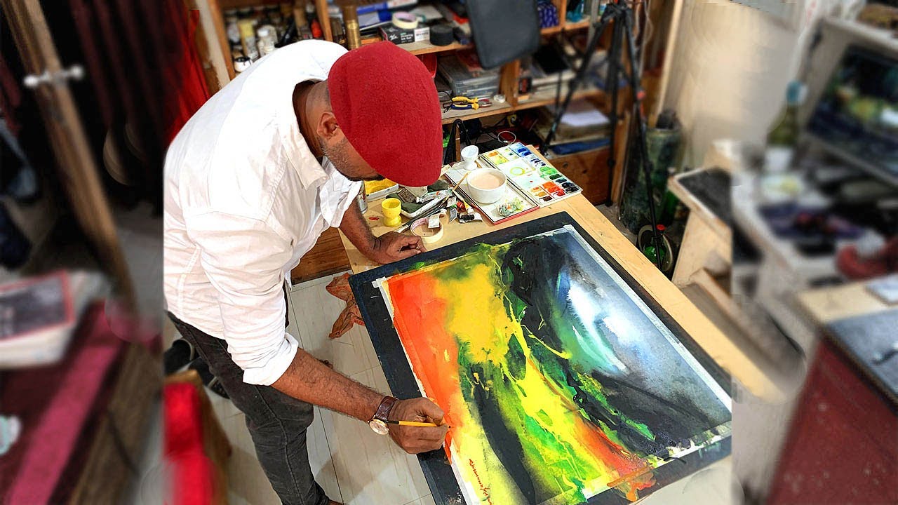 Experimental Landscape Painting In Watercolour Techniques | Abstract Art | Shahanoor Mamun