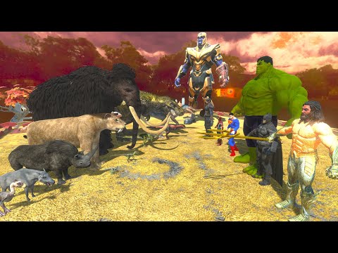 Super Heroes in Marvel and DC Comics VS Carnivore dinosaurs and Prehistoric Mammals ARBS