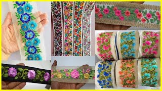 Lace style Hemline embroidery border /floral borderline embroidery for tablecloth/bedsheets/ dupatta