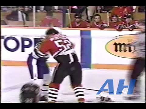 NHL Jan. 15, 1990 John Kordic,TOR v Cam Russell,CHI Toronto Maple Leafs Chicago Blackhawks