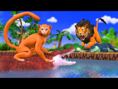 बंदर और मगरमच्छ Sher Bandar Aur Magarmach Ki Kahani - Monkey and Lion Hindi Kahaniya -StoriesinHindi