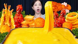 Download lagu 치킨 & 튀김을 치즈퐁듀 🧀에 찍어 먹는다면? Cheese Fondue Chicken Fried Shrimp Cheese Balls Mukbang ASMR Ssoyoung mp3