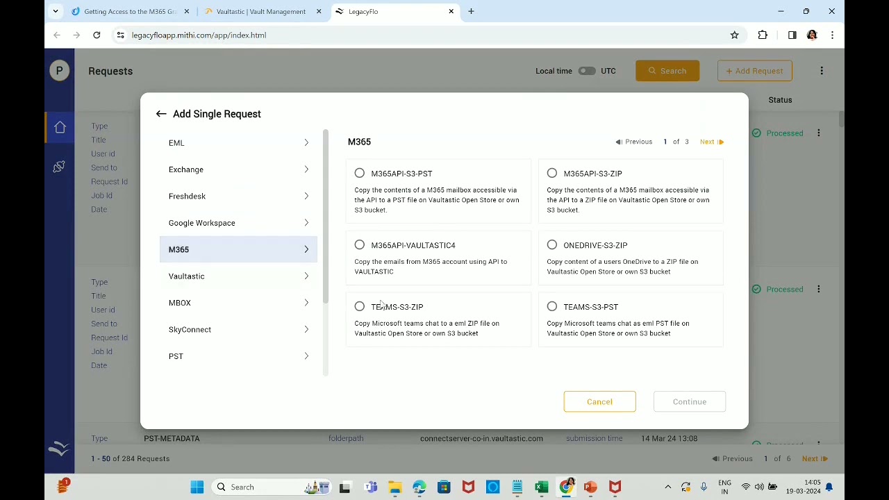 LegacyFlo requests for Teams data archival