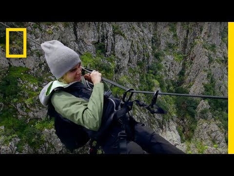 Cara Delevingne Pulls Herself Across a Canyon | Running Wild With Bear Grylls Video