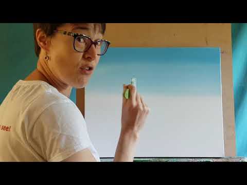 How to paint with acrylic - skies - soft blending for blue sky and sunrise sky with Charlotte Giblin
