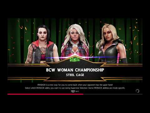 WWE 2K19 Trish Stratus VS Alexa Bliss,Ruby Riott Triple Threat Steel Cage Match BCW Women's Title