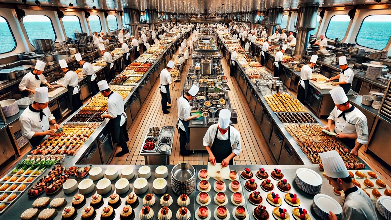 INSIDE THE KITCHEN OF A LUXURY CRUISE SHIP! OVER 11 MILLION MEALS PREPARED