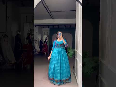 Pink Elegant Printed Polyester Viscose Chanderi Gown with Zari Weaving and Lace-Touched Koti – Stitched Set