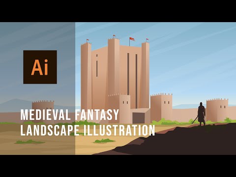Medieval Fantasy Landscape illustration |  Speed Art Process | Adobe Illustrator CC 2021