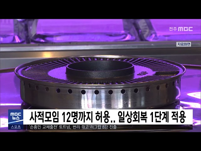 사적모임 12명까지 허용 일상회복 1단계 적용