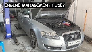Audi A6 C6 4F Engine management ECM ECU PCM fuse relay location replacement