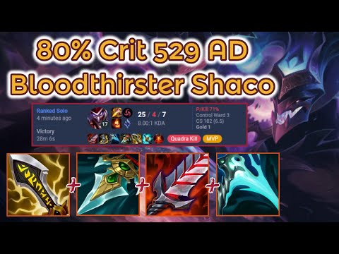 25 Kills Bloodthirster Assassin Shaco - S13 Ranked [League of Legends] Full Gameplay -Infernal Shaco