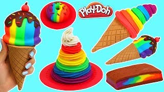 Play Doh Rainbow Swirl, Ice Cream Sandwich, Donut &amp; More Desserts!