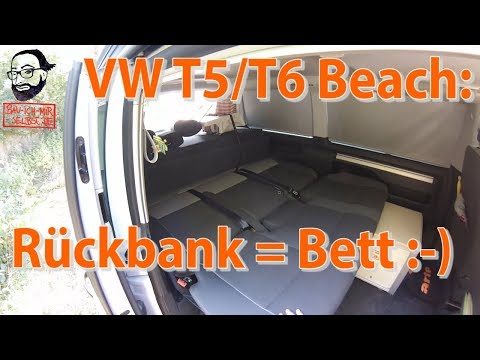 VW T5.2 California Beach Videoanleitung: die Rückbank wird zum Bett