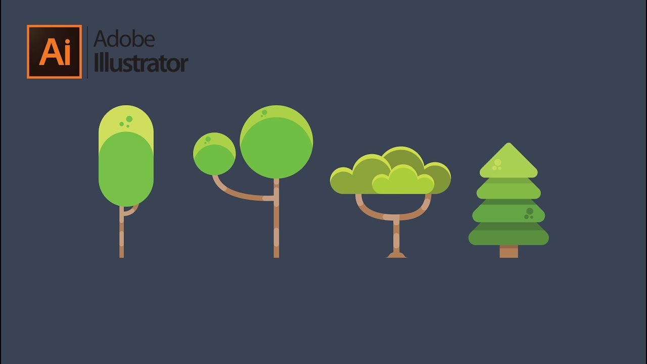 Flat Design Trees Tutorial in Adobe Illustrator