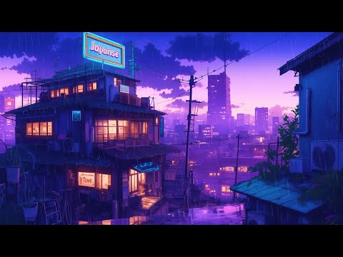 🌃 Night Study Lofi Hip Hop Beats for Focus & Sleep | 🌧️ Rain Background Music | The Japanese Town