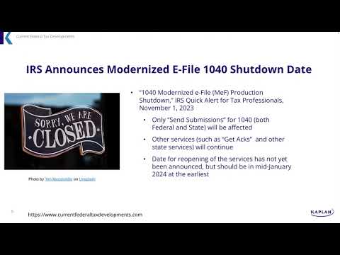 Current Federal Tax Developments - November 6, 2023