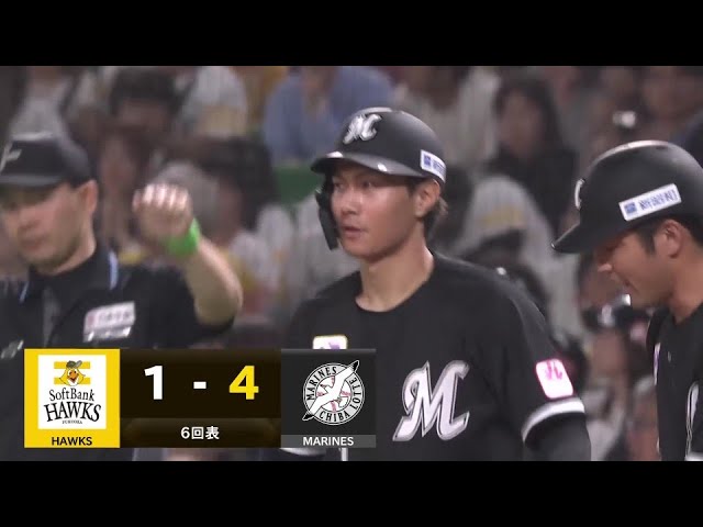 【6回表】前進守備の間を抜けていった!! マリーンズ・藤原恭大の2点タイムリーで点差を広げる!! 2025年3月28日 福岡ソフトバンクホークス 対 千葉ロッテマリーンズ