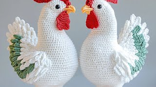 HEN & ROSTER CUTE BIRDS MULTICOLOR #CROCHET #HEN #ROSTER #LEFTOVER #YARN AI MADE #IMEGE #VIDEO
