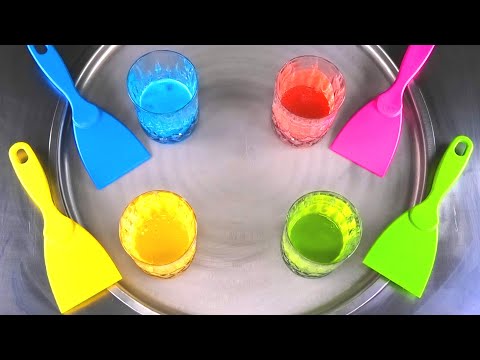 Colorful Ice Cream Rolls with 4 Colors - satisfying rolled fried Ice Cream | Food ASMR with Colours